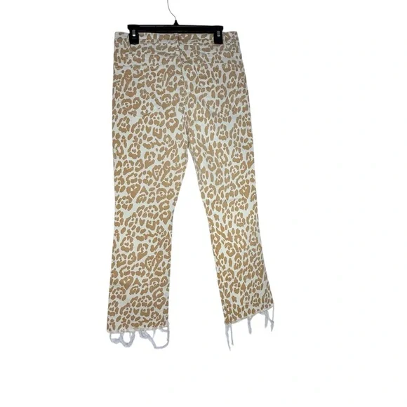 MOTHER The Hustler Ankle Fray Jeans – “Prowl” Leopard Print – Size 32 - Picture 3 of 9